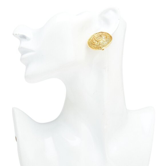 CHANEL Authentic Vintage Gold Logo Earrings